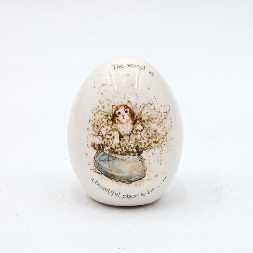 Holly Hobbie 1974 Ceramic Egg Figurine Made in Japan WWA Vintage Decor